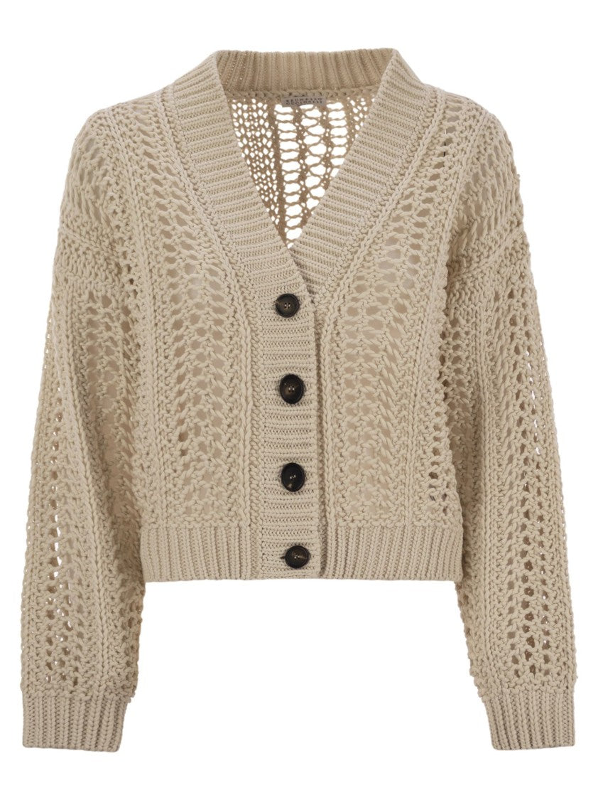 Brunello Cucinelli Ribbed Cotton Net Cardigan