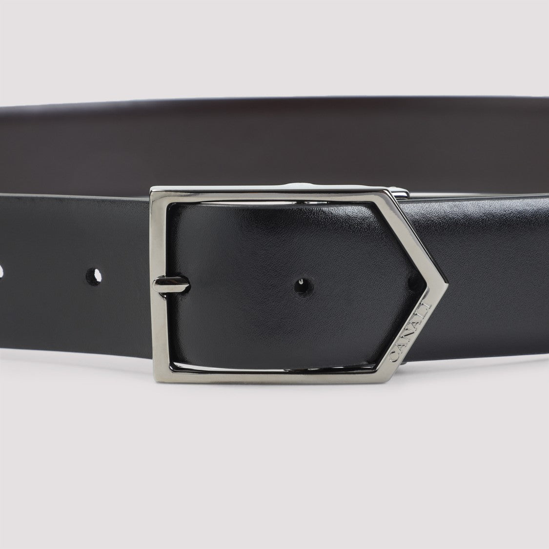 Canali Black Leather Belt