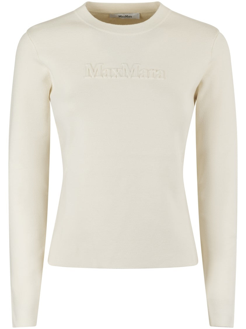 Max Mara Refined Ivory Knit Sweater With Classic Silhouette
