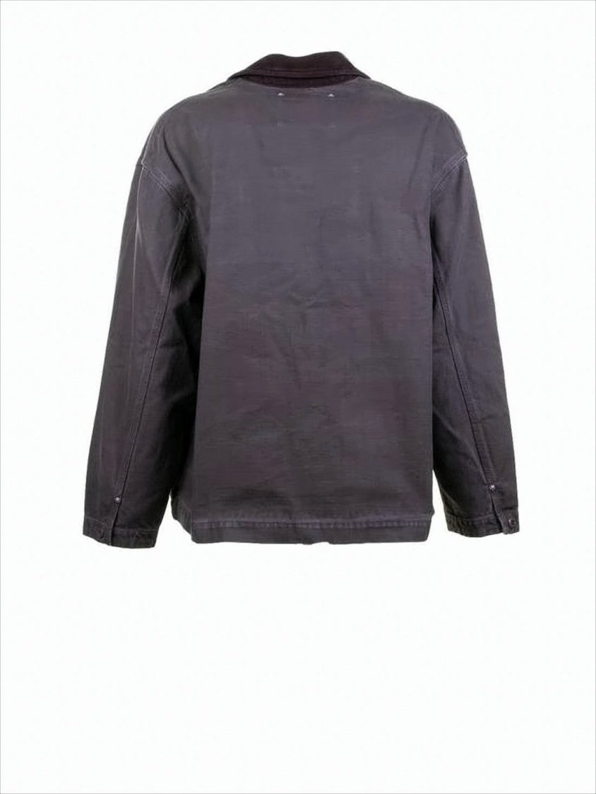 Kenzo Cropped Boxy Jacket With Contrasting Notched Lapel And Embroidered Detail