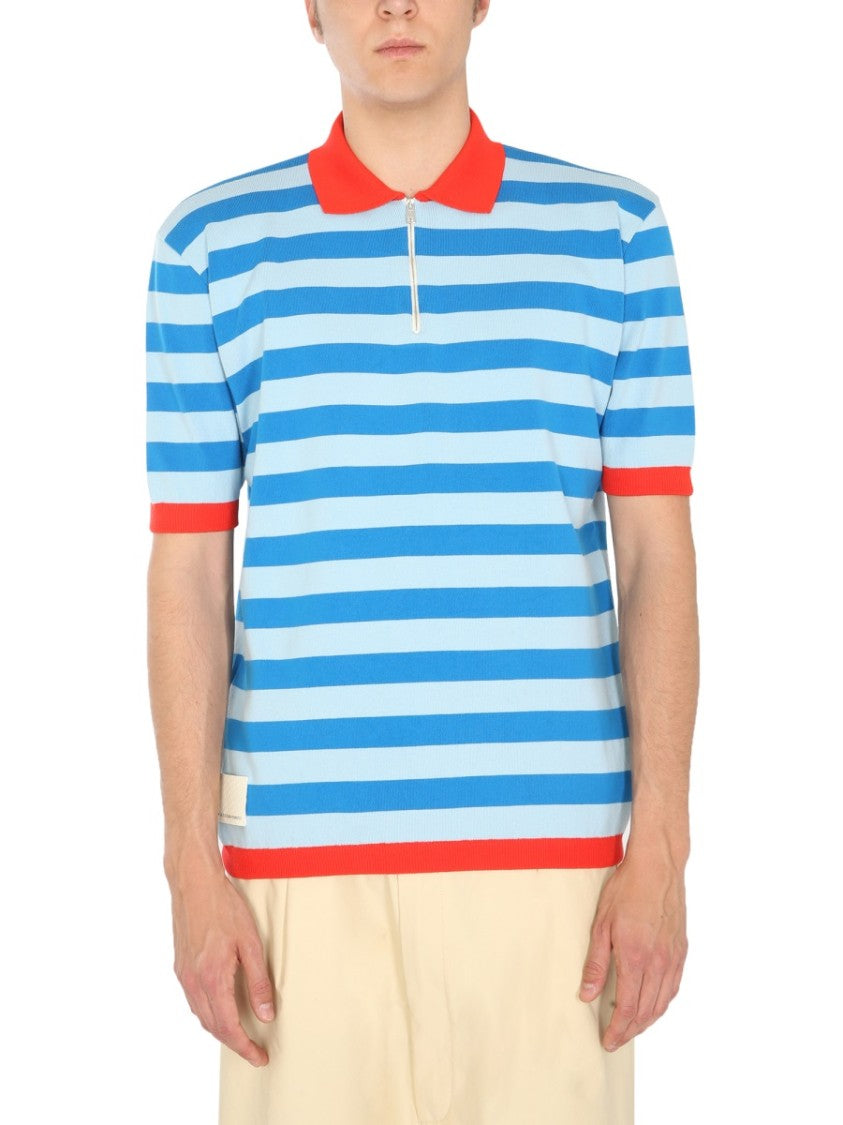 Sunnei X Eleonora Bonucci Horizontal Striped Knitted Polo