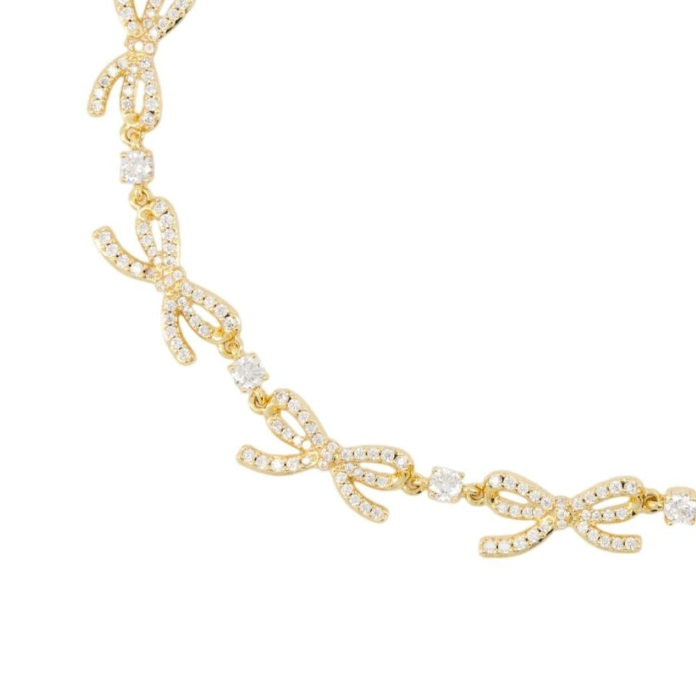 Self-Portrait Crystal Bows Necklace