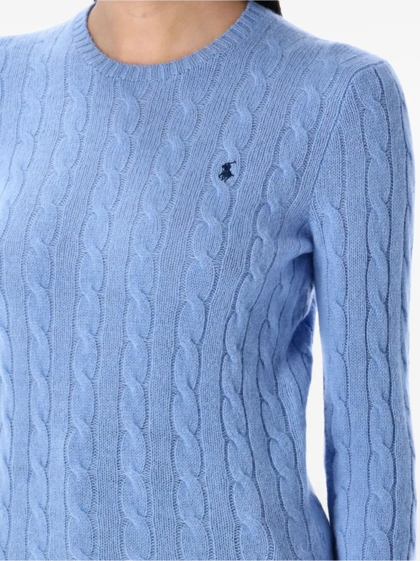 Polo Ralph Lauren Cable Knit Blue Wool-Cashmere Pullover