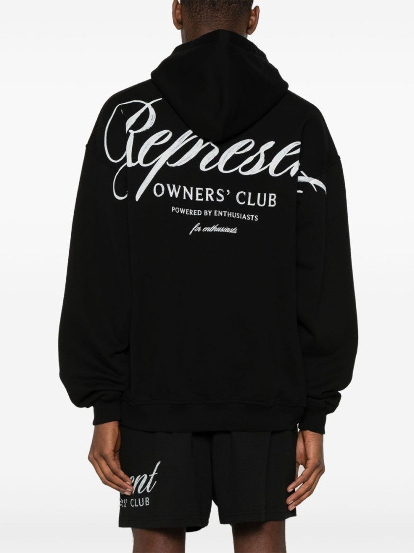 Represent Black Hoodie With Logo Print