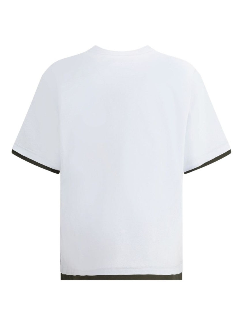 Sacai Short-Sleeve Jersey T-Shirt With Dark Green Trim