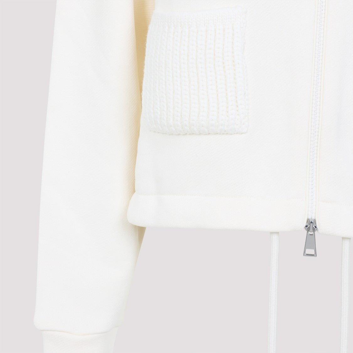 Moncler Contemporary Cropped Zip-Up Hoodie With Adjustable Drawstrings
