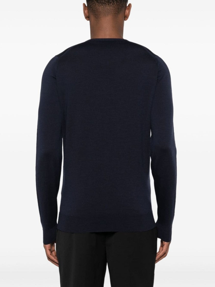 John Smedley Dark Blue Crew Neck Sweater