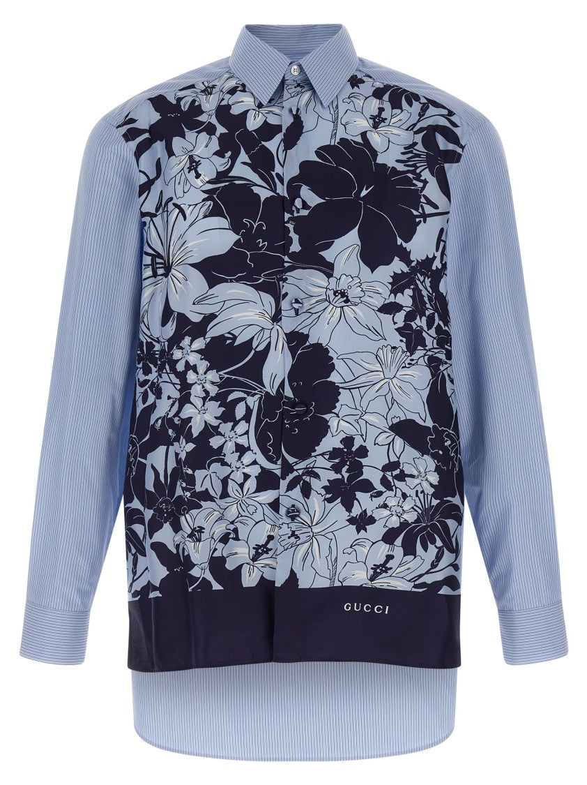 Gucci Floral Print Silk Twill Shirt
