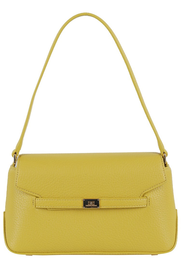 Elisabetta Franchi Textured Finish Shoulder Bag With Logo-Embellished Strap