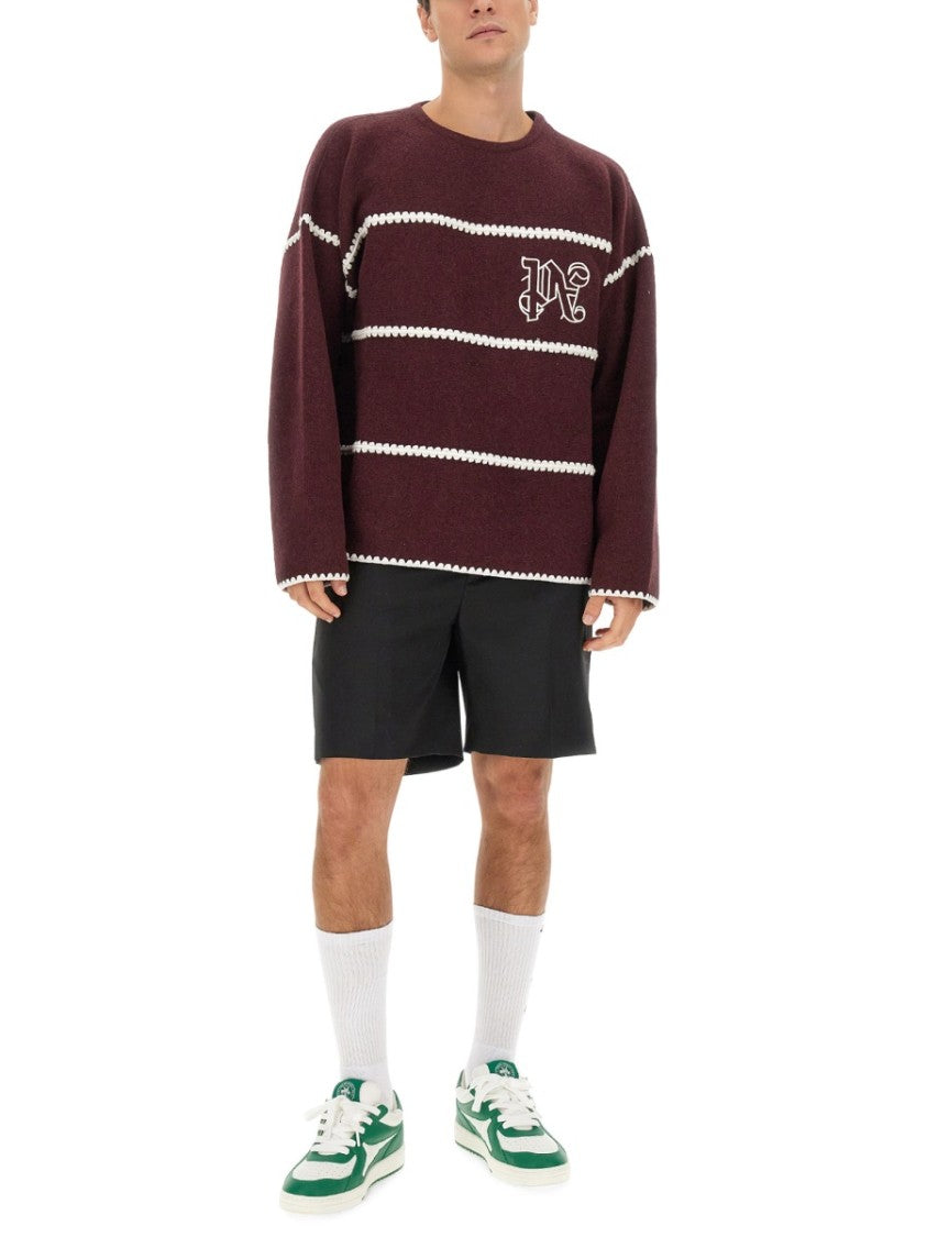 Palm Angels Monogram Striped Sweater