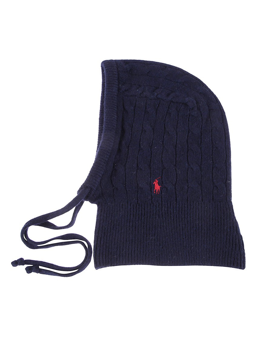 Polo Ralph Lauren Navy Cable-Knit Cashmere Blend Balaclava With Ribbed Collar
