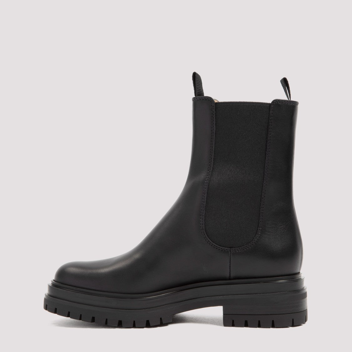 Gianvito Rossi Black Leather Biker Boots With Elasticated Inserts And Slip-On Design