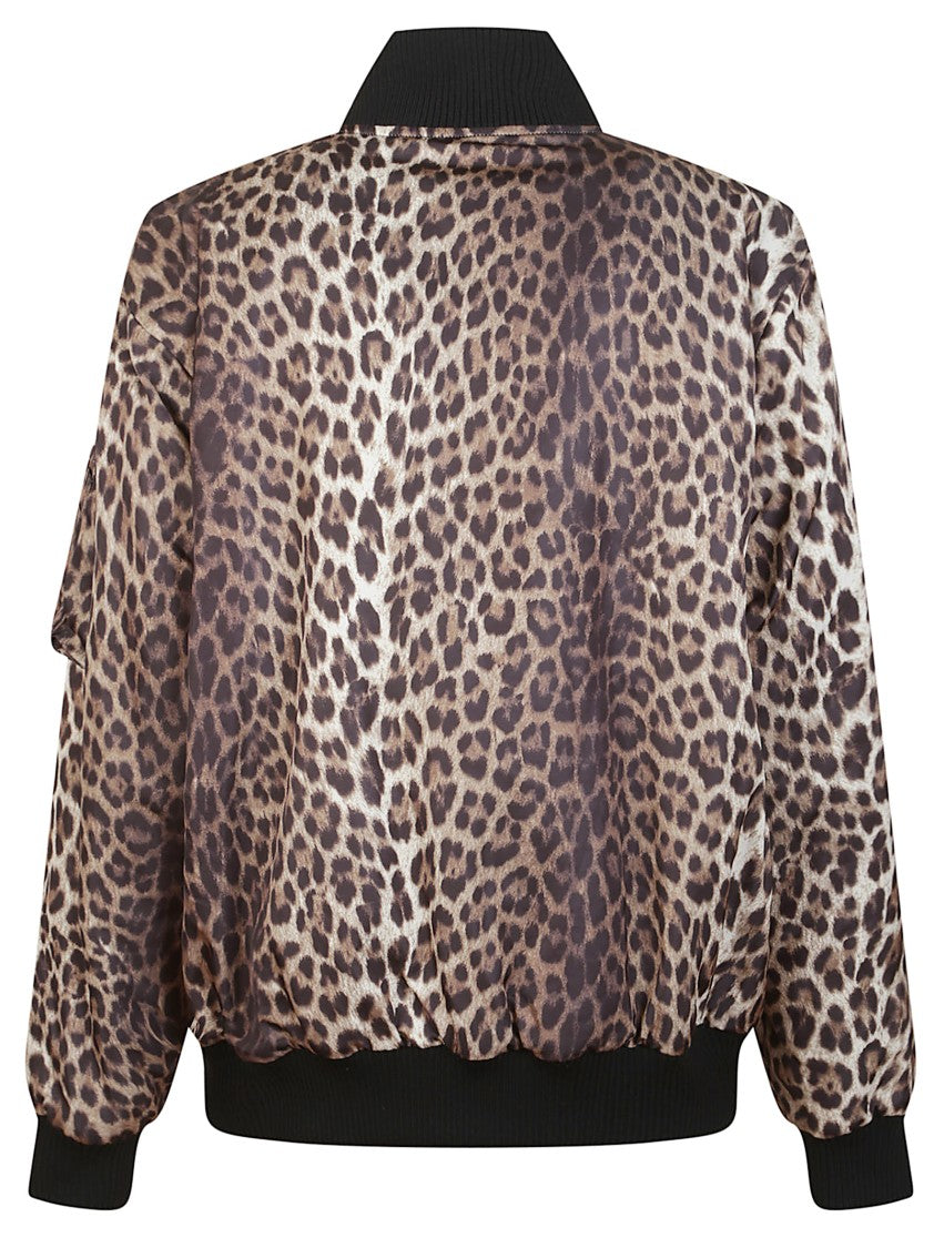 P.A.R.O.S.H. Reversible Leopard Print Bomber Jacket With Iconic Logo