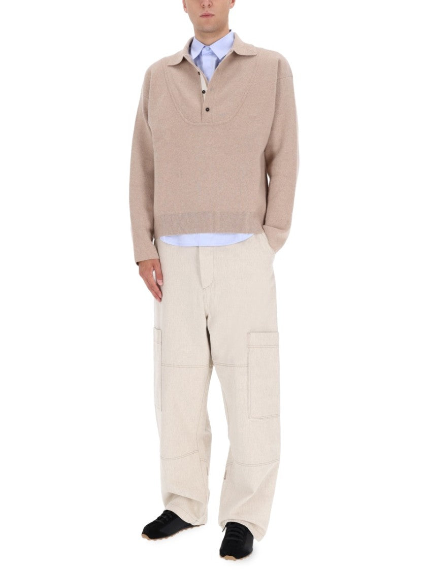Jacquemus Beige Knit Polo Shirt
