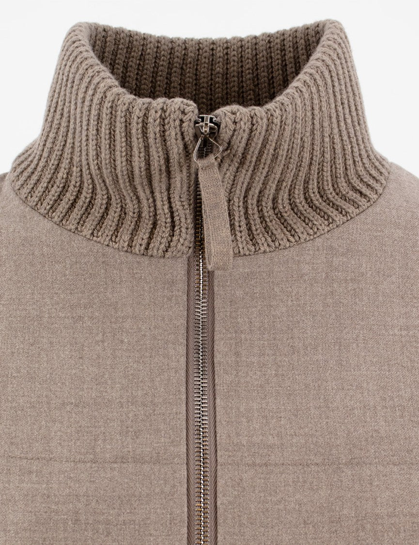 Le Tricot Perugia Boxy Wool Jacket With High Ribbed Collar