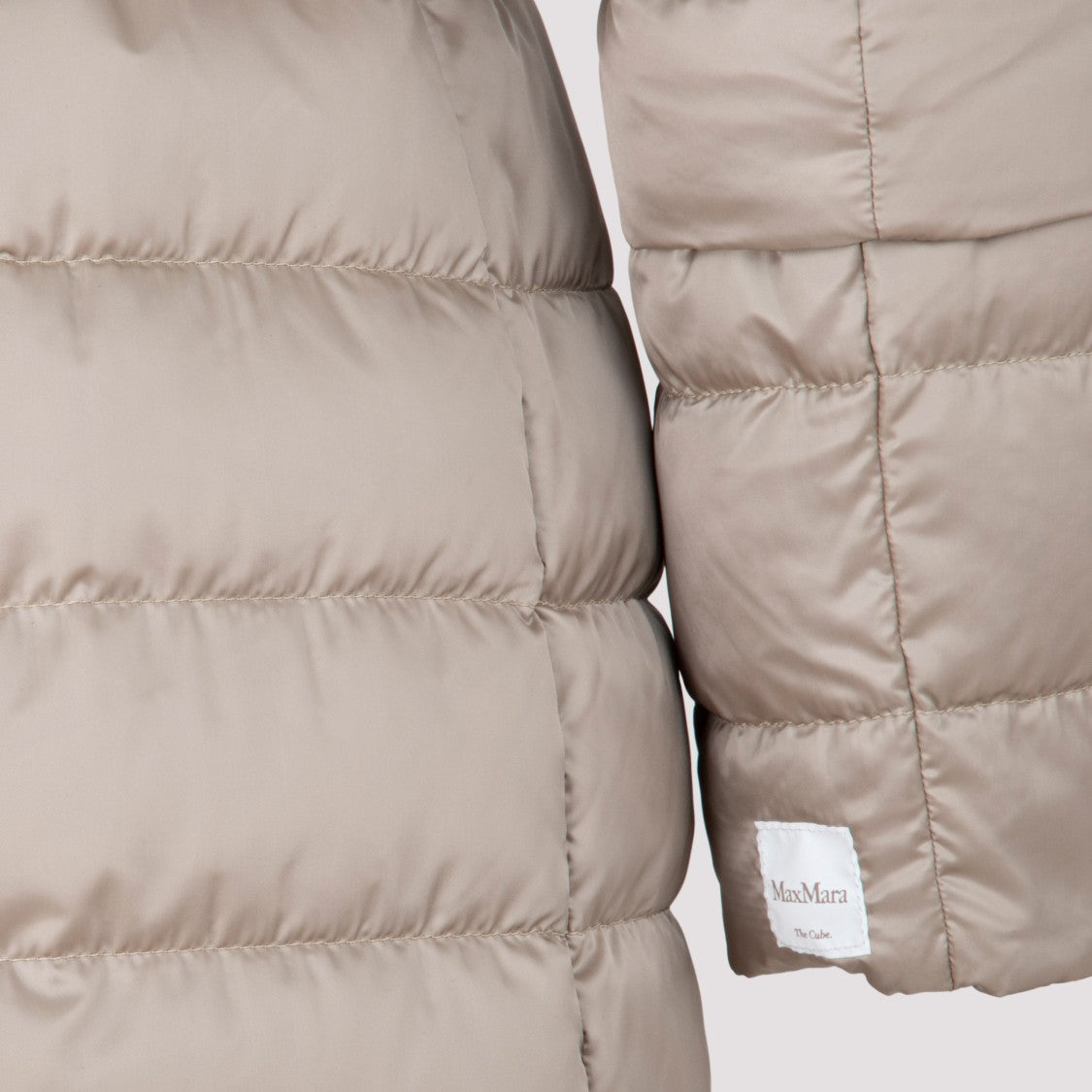 Max Mara Long Puffer Jacket With Iridescent Satin Finish