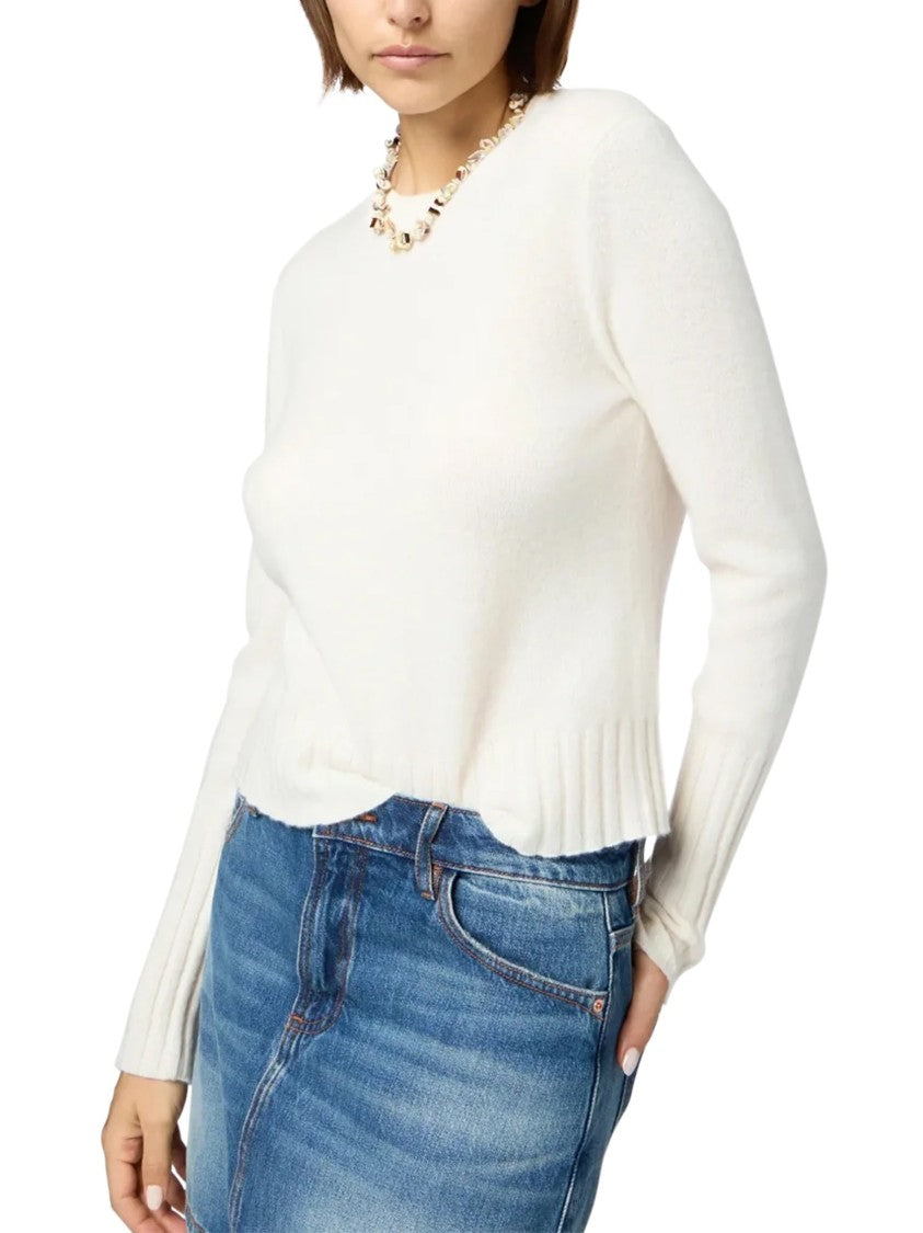 Guest In Residence Cropped White Shrunken Crew Sweater