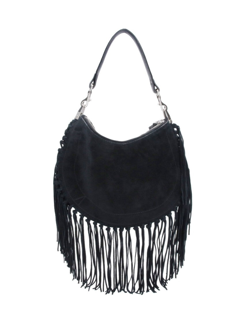 Isabel Marant "Oskan Soft" Fringe Crossbody Bag – Black