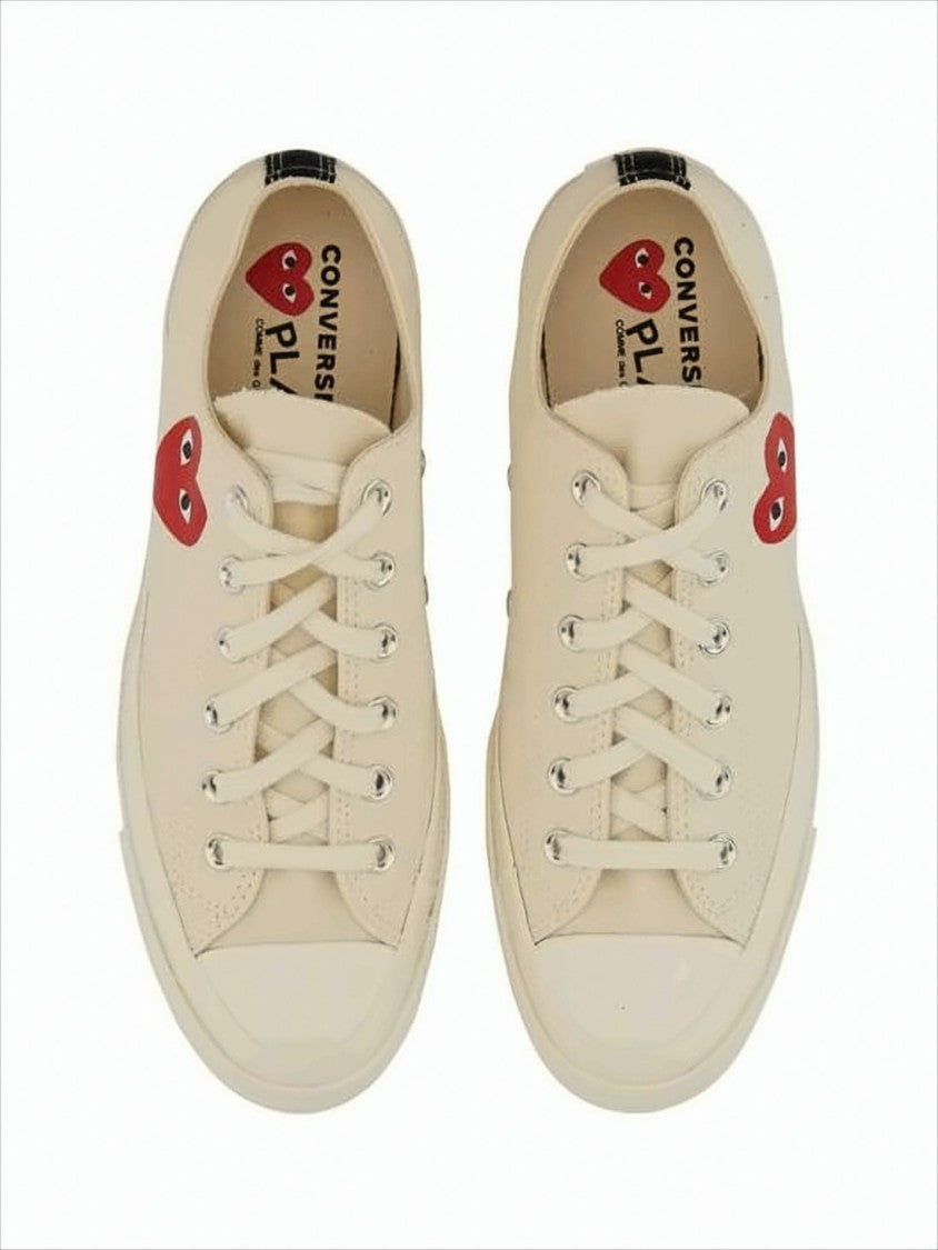 Comme Des Garçons Cotton Canvas Low-Top Sneakers With Iconic Heart Graphic