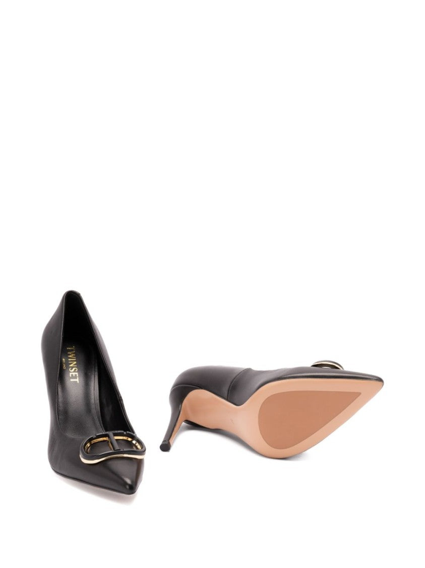 Twin-Set High-Heeled Black Pumps With Pointed Toe