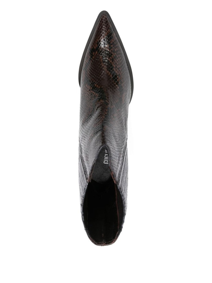 Guglielmo Rotta Elegant Ankle Boots With Textured Snakeskin Finish