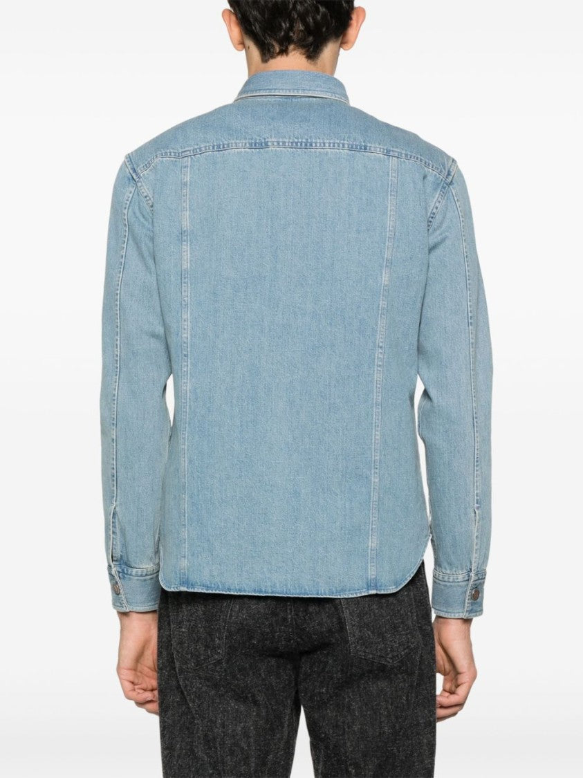 Tom Ford Light Blue Western Panel Shirt With Flap Pockets