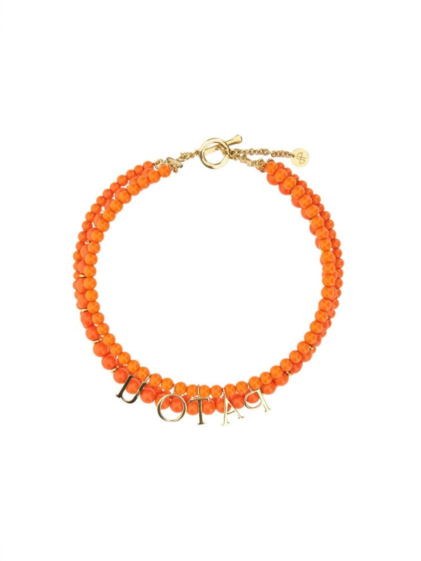 Patou Glass And Brass Bead Necklace