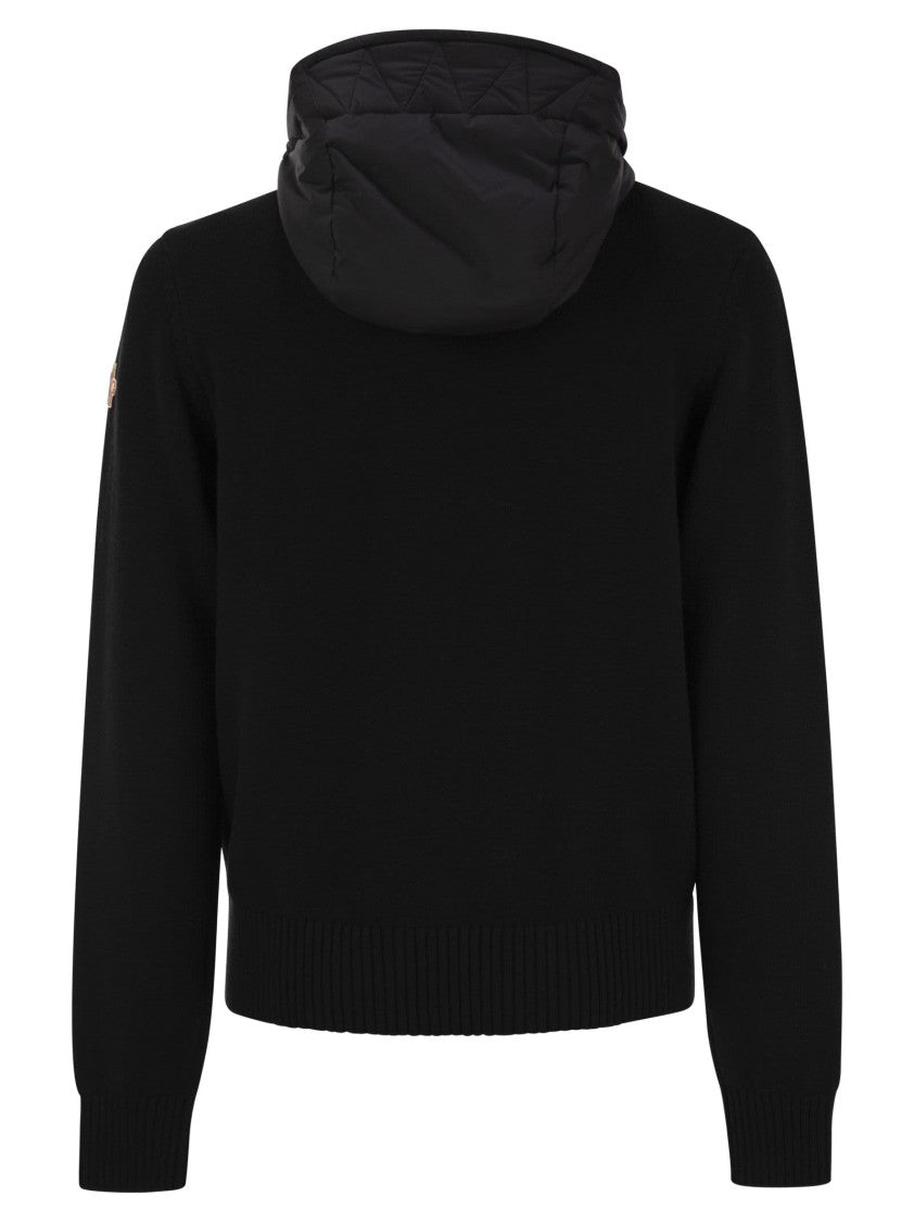 Moncler Grenoble Down-Filled Zip Front Sweatshirt With Adjustable Hood