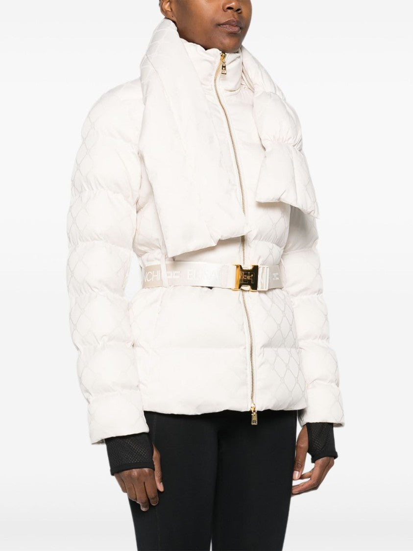 Elisabetta Franchi Padded White Jacket With Quilted Design