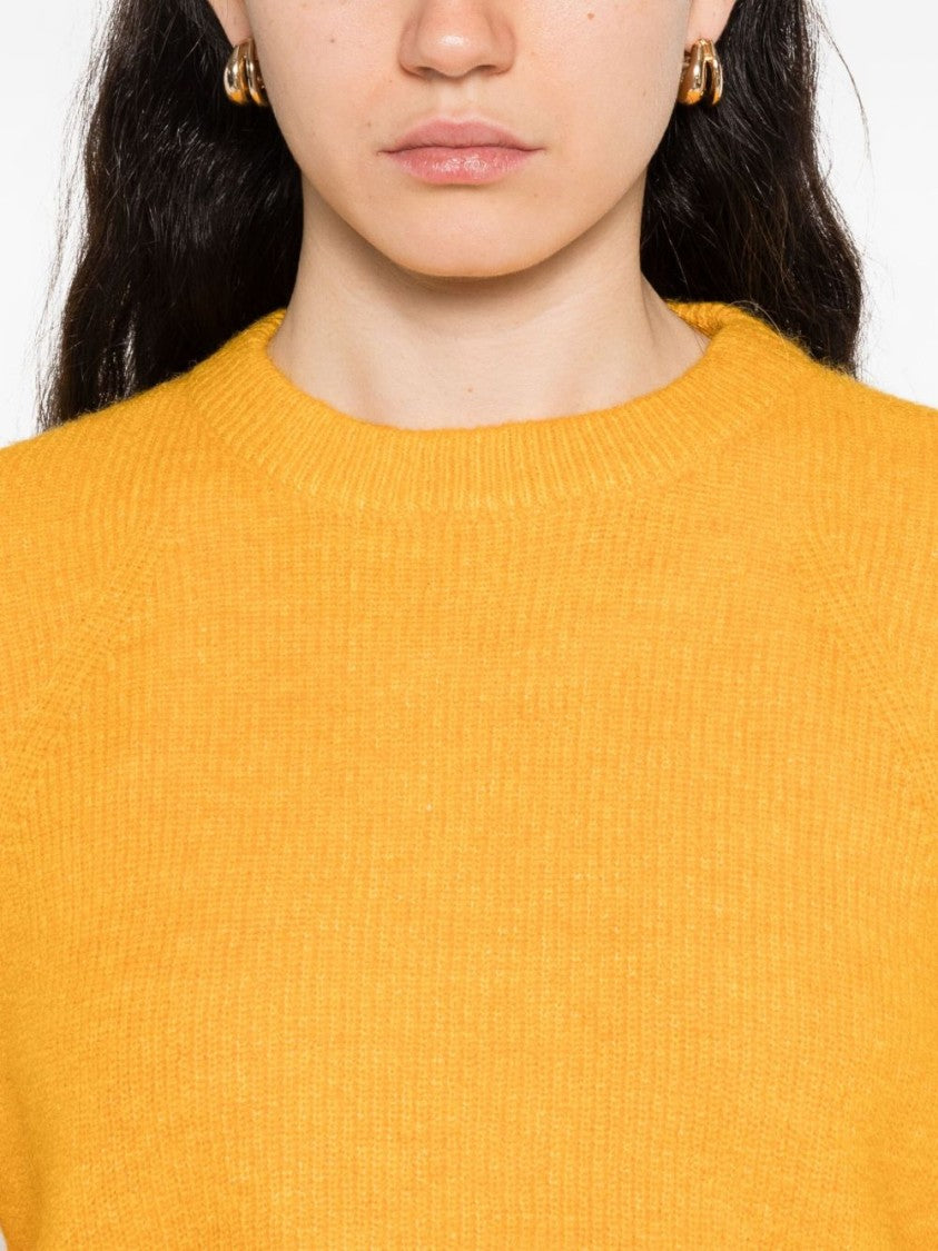 Twin-Set Yellow Balloon Sleeve Ribbed Knit Sweater