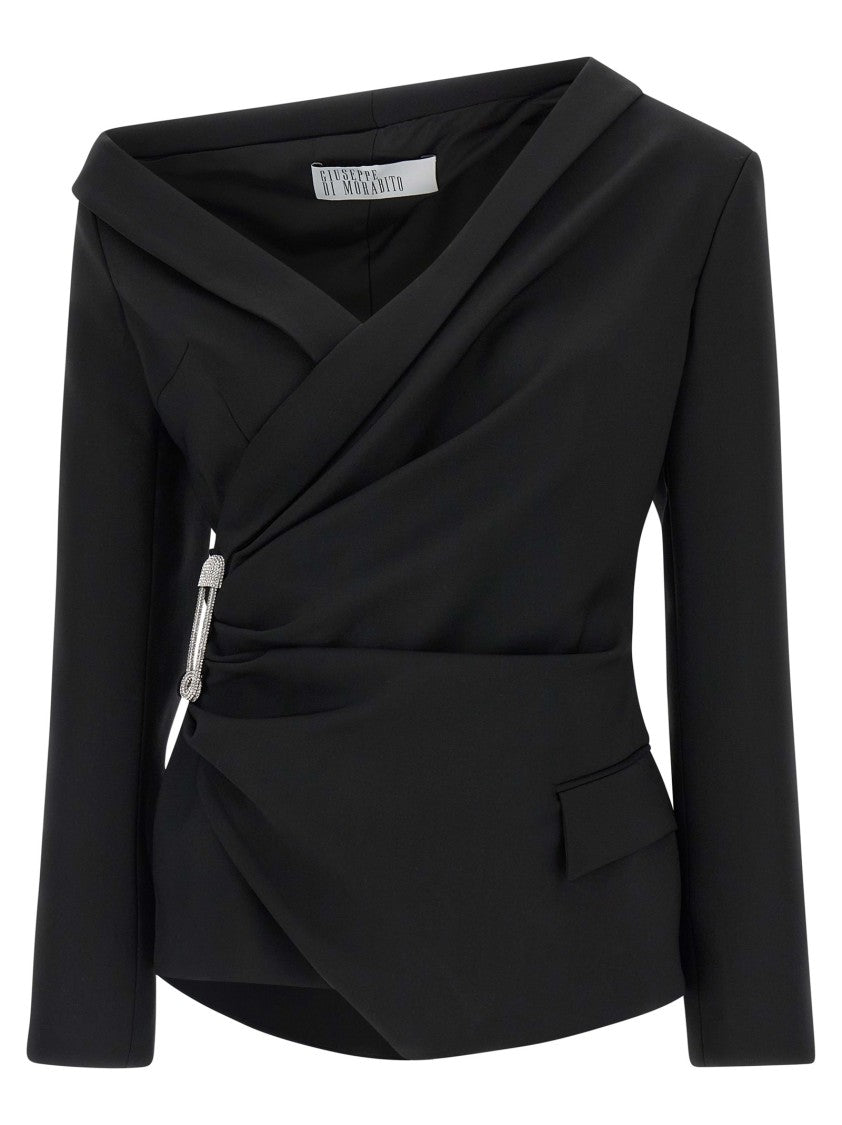 Giuseppe Di Morabito Black Wool Canvas Asymmetrical Blazer