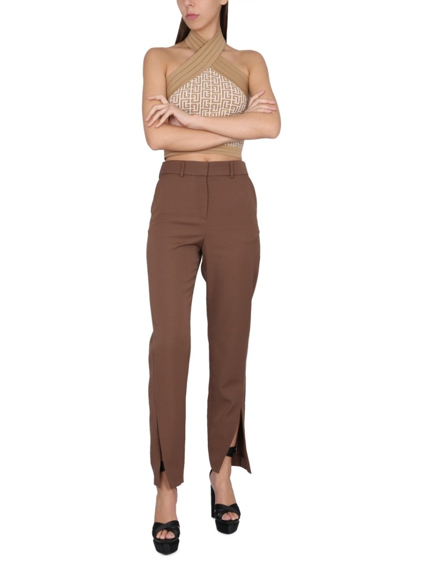 Balmain Tailored Brown Wool Pants