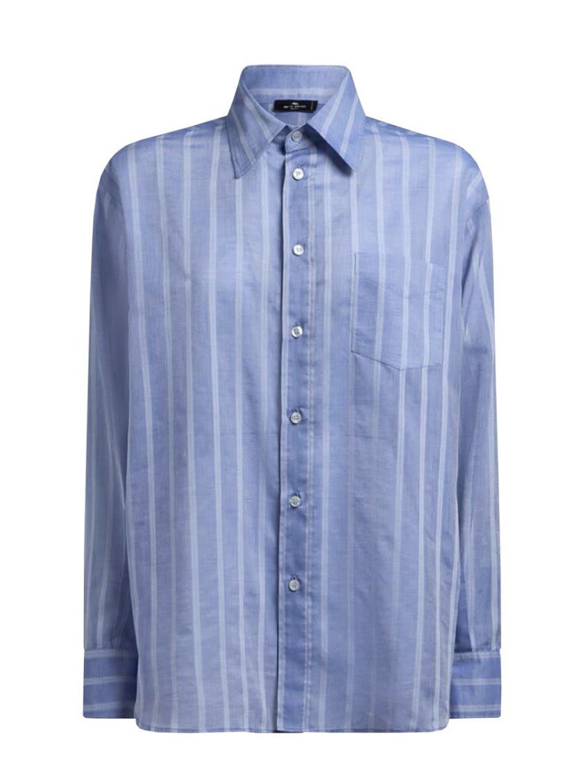 Etro Classic Striped Cotton Shirt With Intricate Back Print