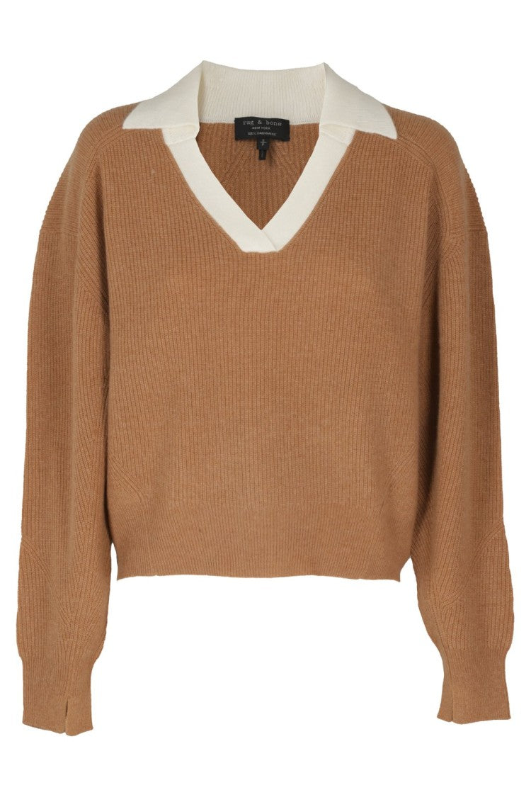Rag & Bone Ribbed Knit Sweater With Contrast Collar