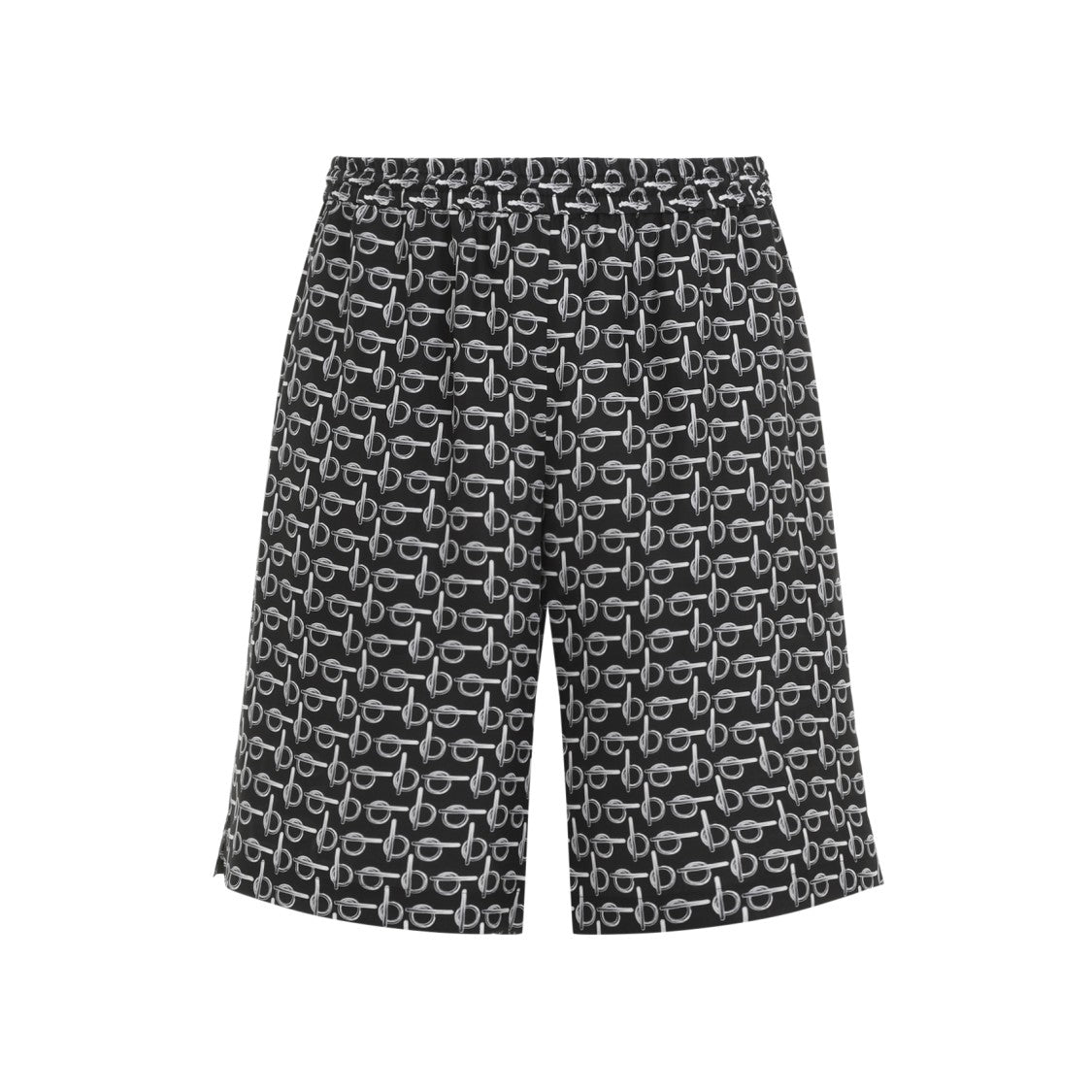 Burberry Silver And Black Silk Shorts
