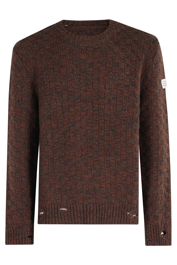 Mm6 By Maison Margiela Textured Knit Crewneck Sweater