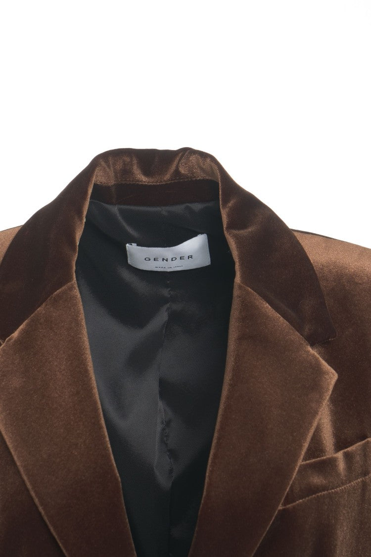 Gender Velvet Blazer With Peak Lapels