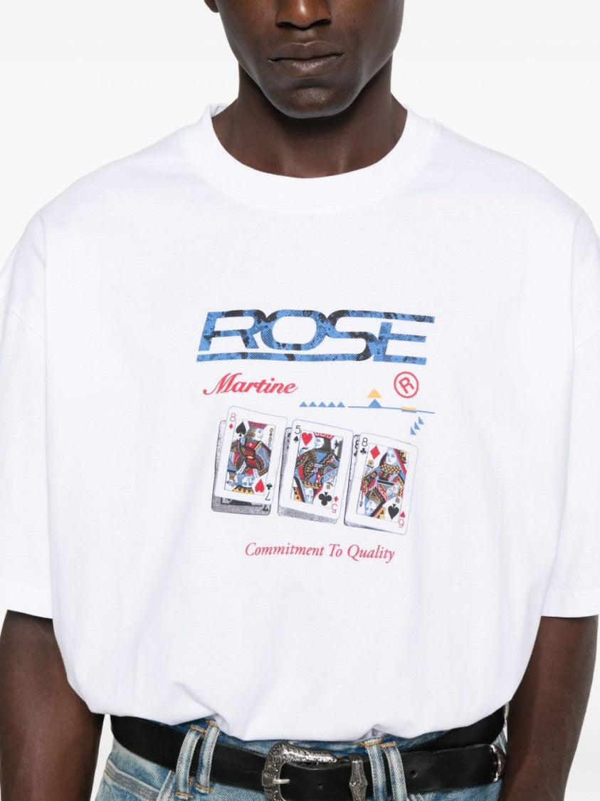 Martine Rose Playing Card Graphic Cotton T-Shirt With Crew Neck