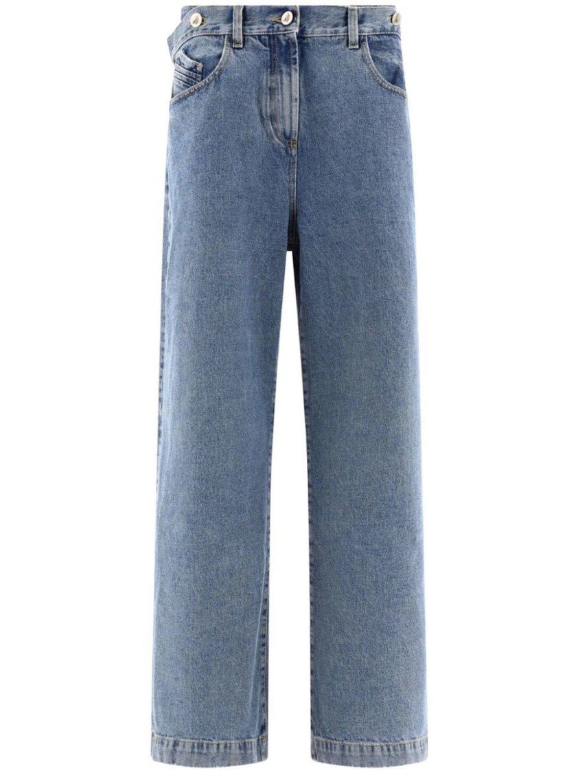 The Attico Embroidered-Logo Straight-Leg Jeans