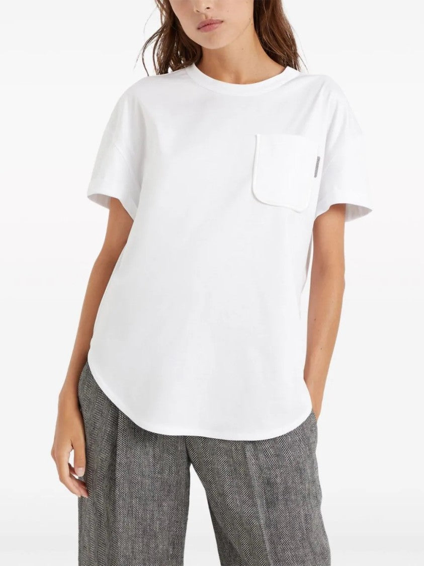 Brunello Cucinelli Relaxed-Fit White Cotton T-Shirt With Chest Pocket