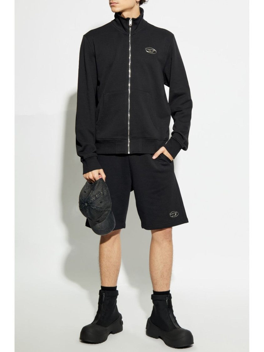 Diesel Zip-Up Sweater With High Collar And Modern Fit