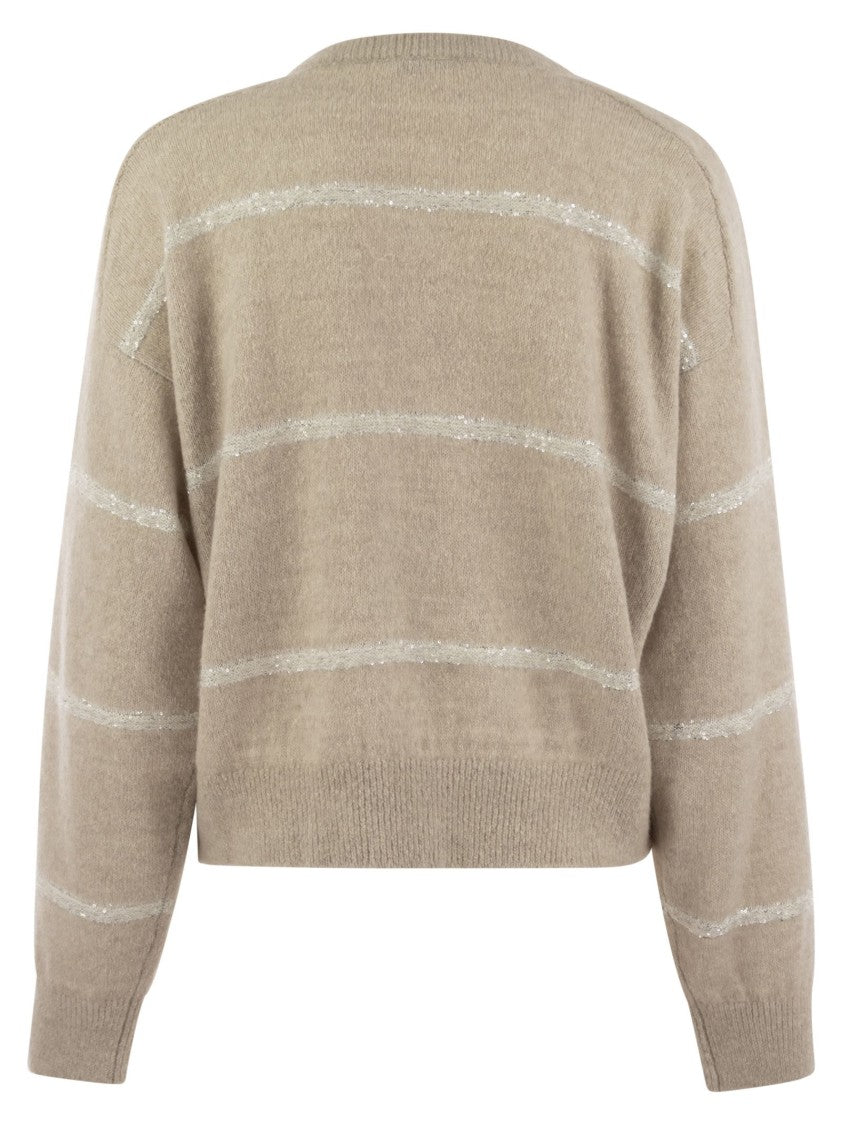 Brunello Cucinelli Alpaca, Cotton And Wool Sweater With Sequins