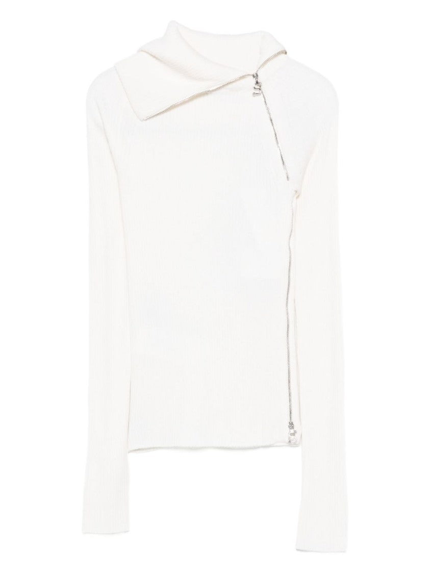 Sportmax Ribbed High-Neck Sweater With Asymmetric Zip Fastening