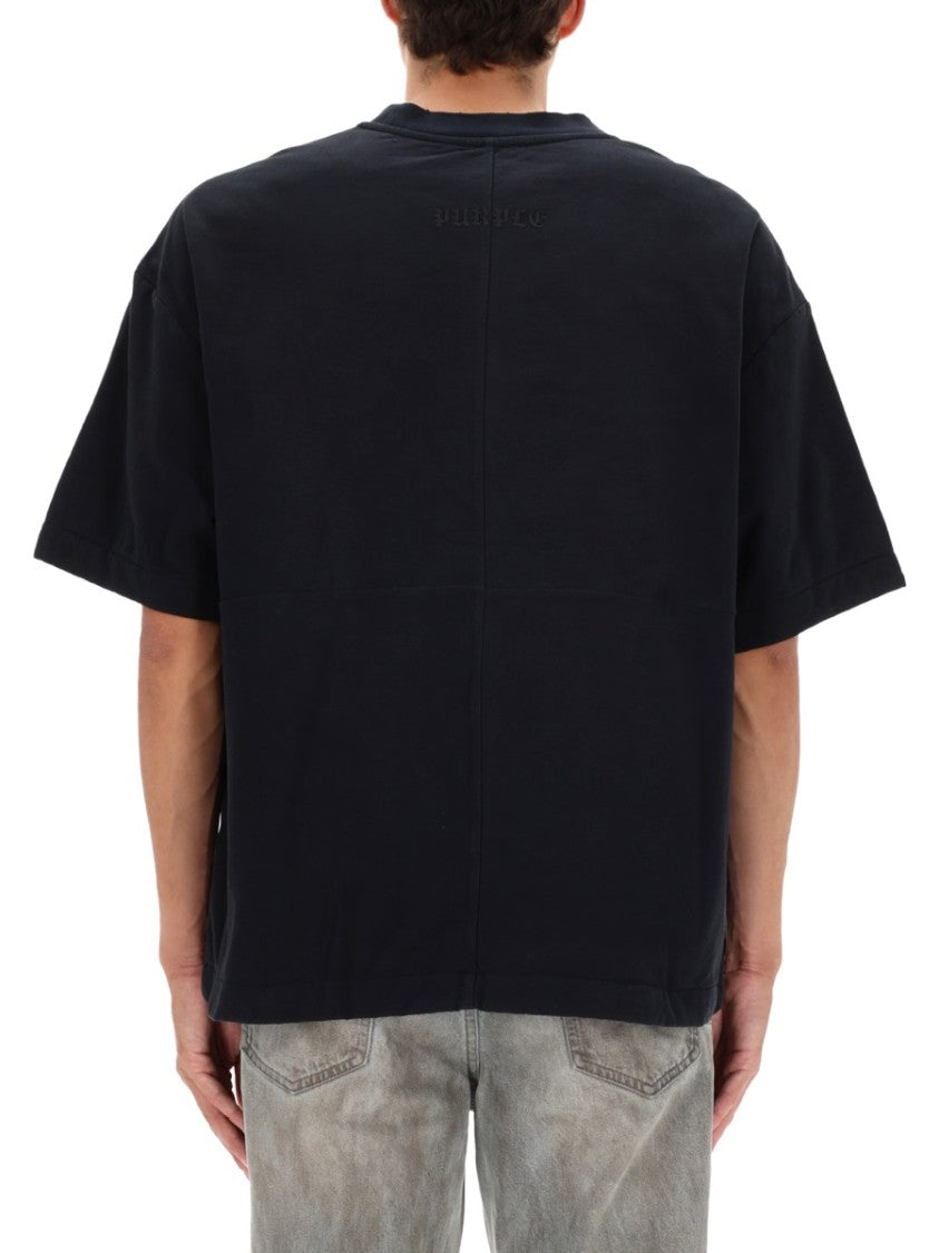 Purple Brand Loose-Fit Black T-Shirt With Glossy Abstract Design