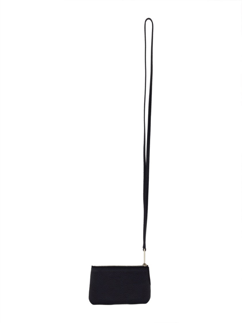 Ferragamo Leather Card Holder With Convenient Strap