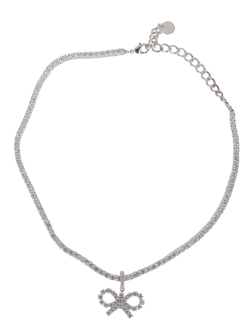 Self-Portrait Crystal Bow Tennis Necklace