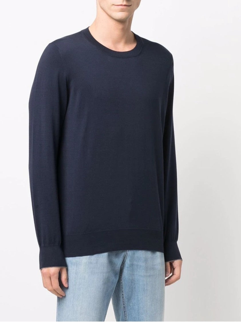 Brunello Cucinelli Classic Round Neck Black Knit Sweater