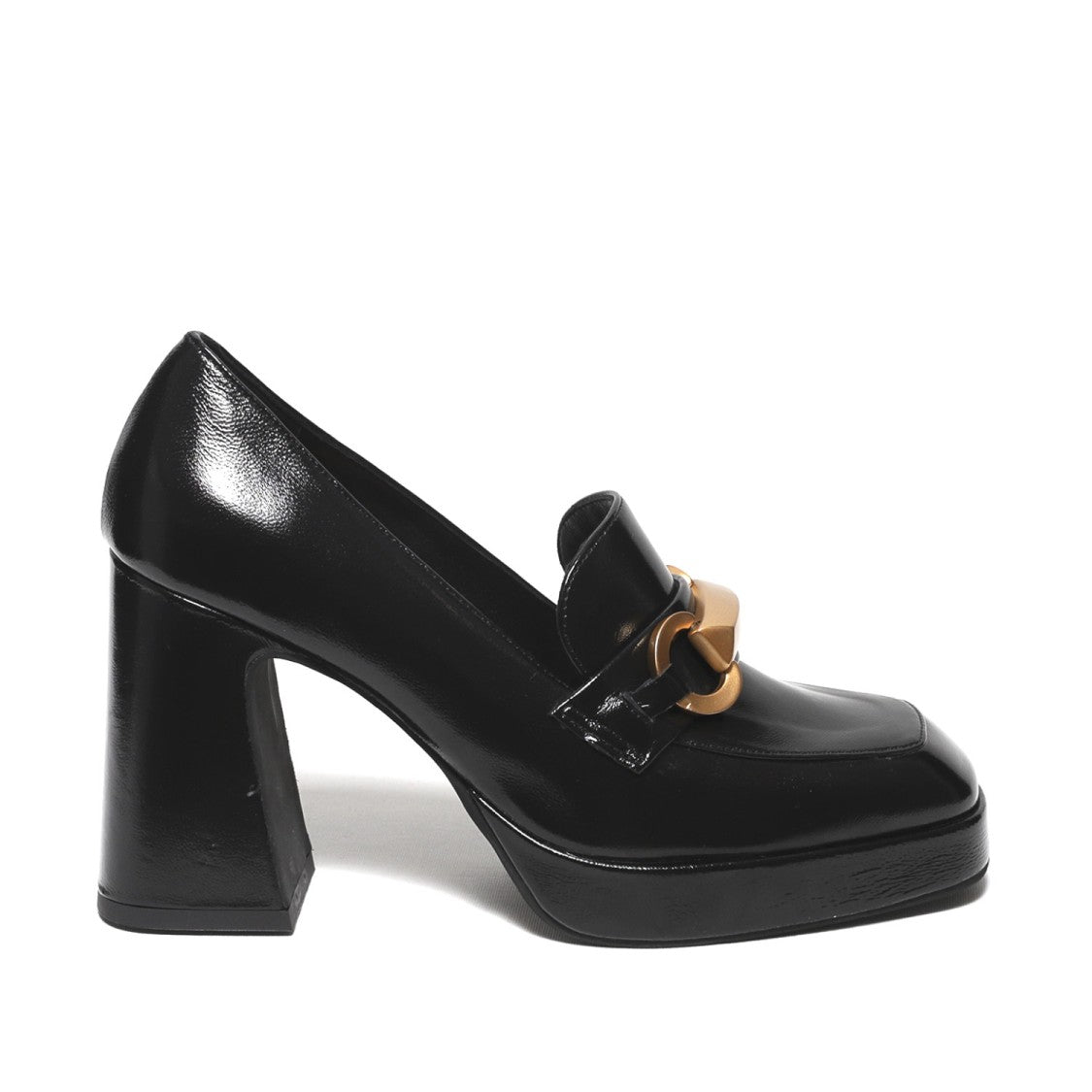 Chantal Black Moccasin With Gold Clamp