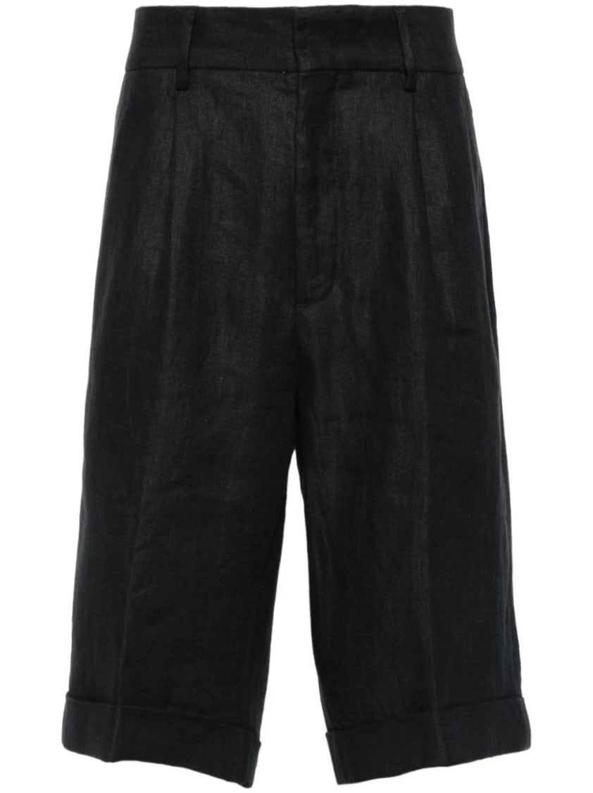 Peserico Pressed-Crease Linen Shorts