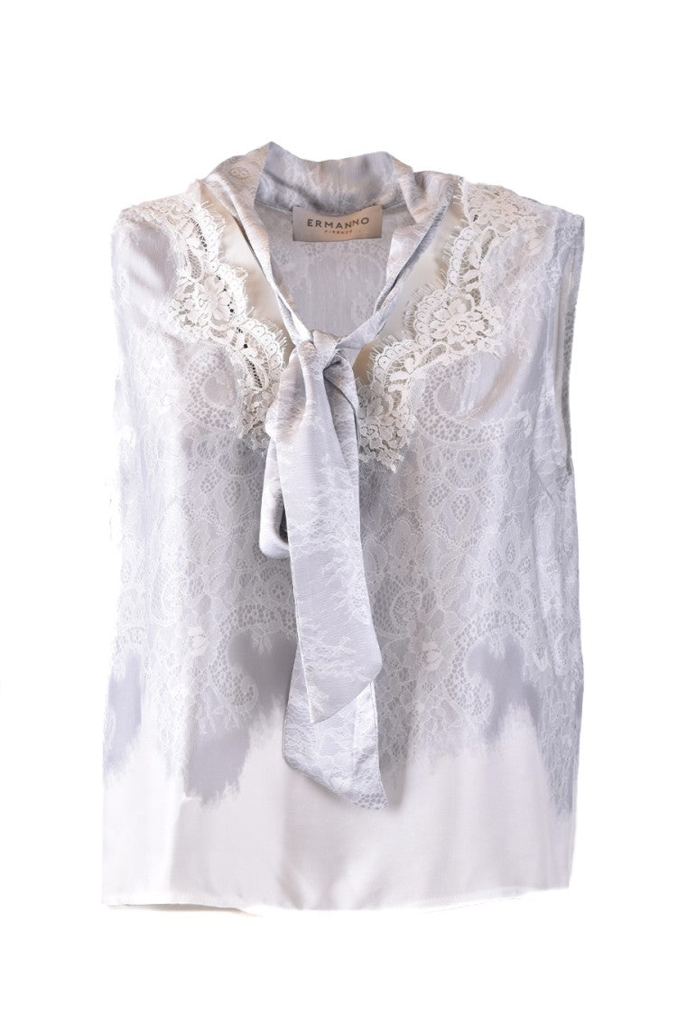Ermanno Grey Deep Vneck Shirt